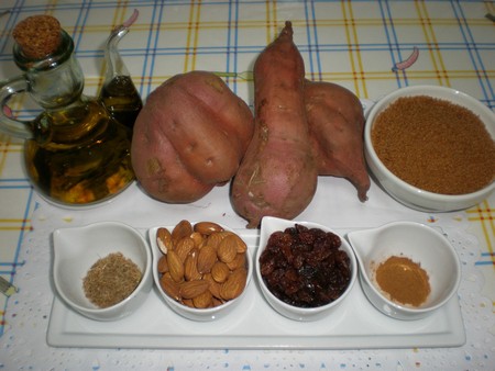 Ingredientes para el relleno de las truchas de batata