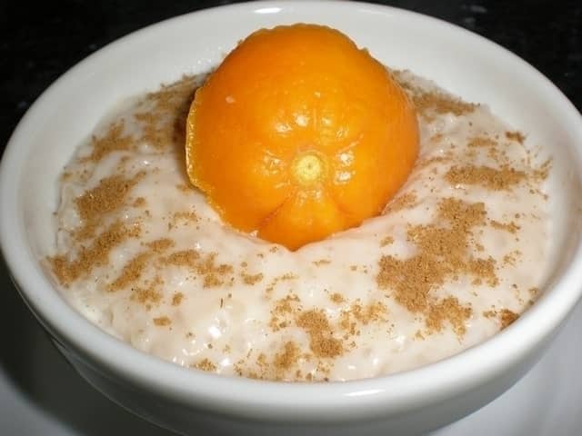 Arroz con leche aromatizado de naranja