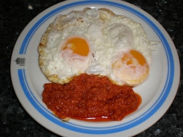 Huevos fritos con sobrasada Ibérica