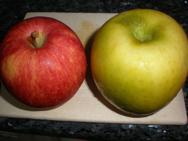 Manzana roja y verde