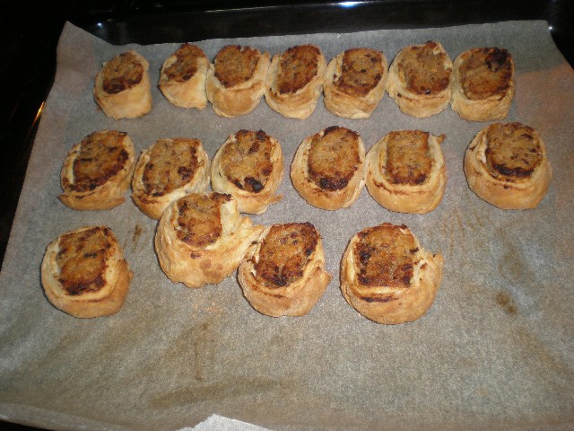 Caracolas rellenas de batata en el horno