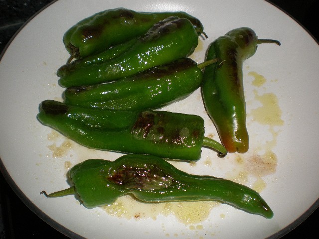 Freír pimientos verdes