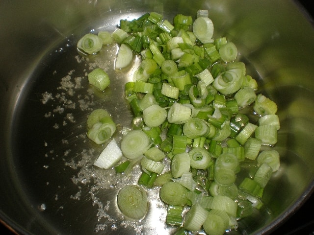 Parte verde de cebolla tierna