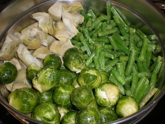 Tres verduras en la cazuela