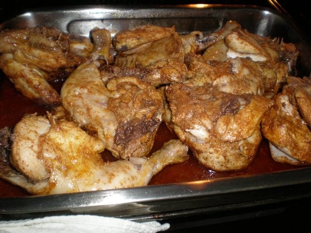 Pollo enfangado al horno