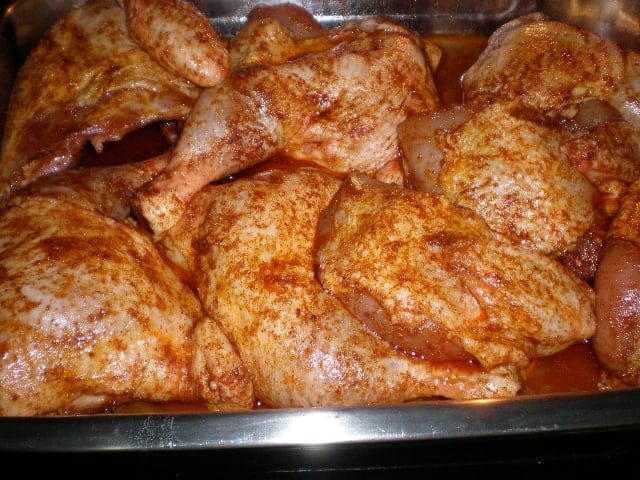 Pollo enfangado al horno