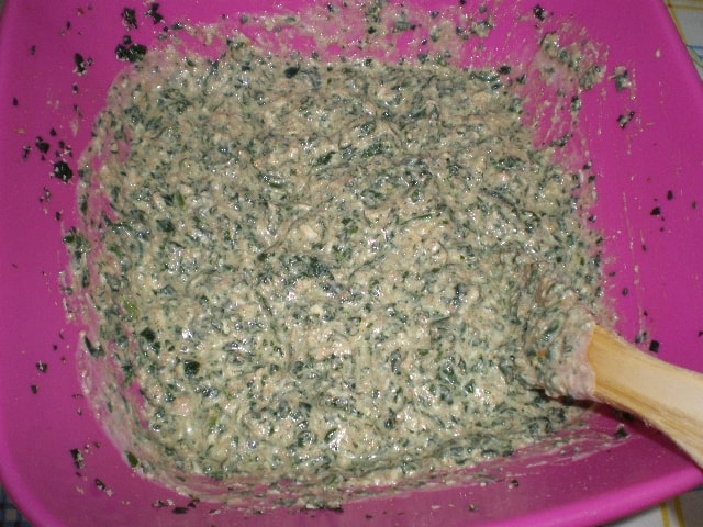 Masa para bolitas de pollo y espinacas