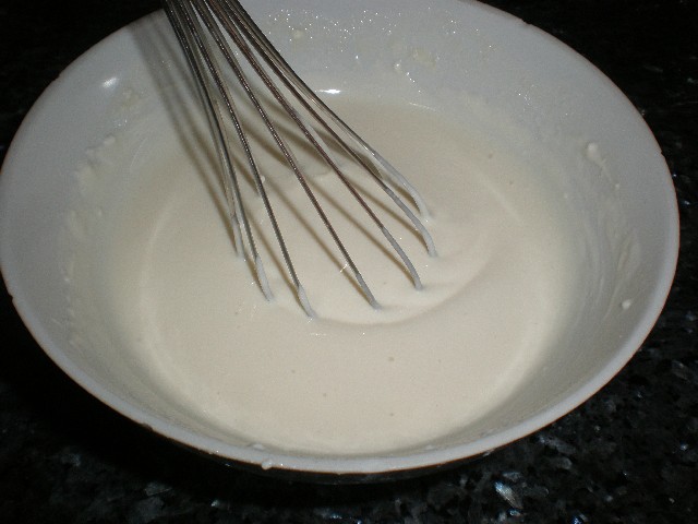 Mezcla de queso, yogur y jarabe de arce 