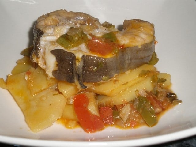 Congrio con esencia de marisco