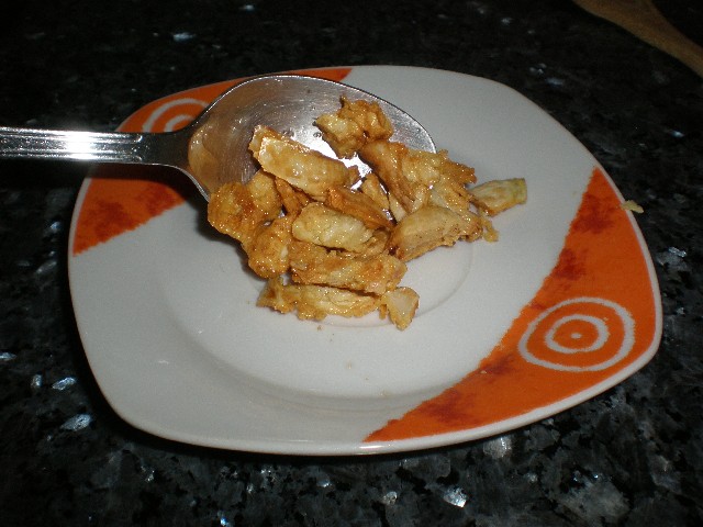 Ajo chafado frito