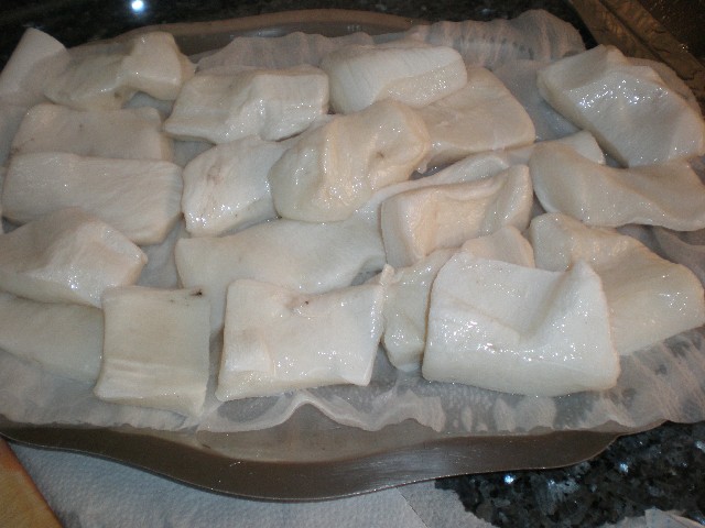 Escurrir las tiras de potón