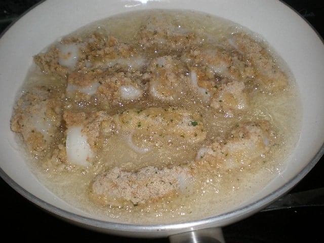 Freír las tiras de potón