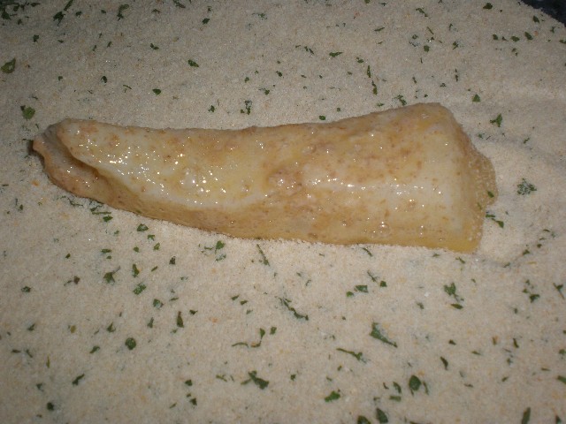 Rebozar las tiras de potón 