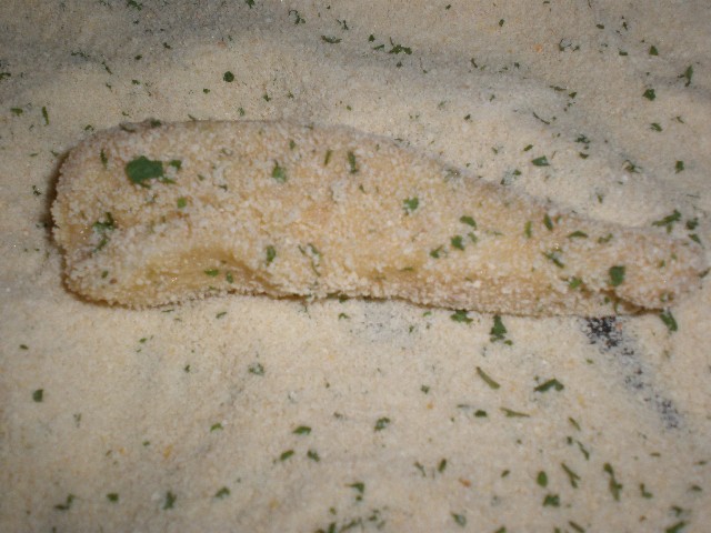 Rebozar las tiras de potón 