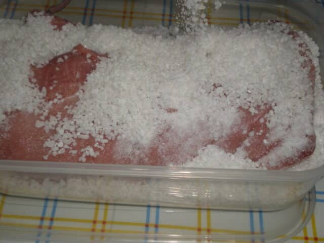Cubrir el lomo con sal