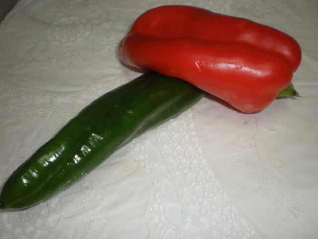 Pimiento verde y rojo