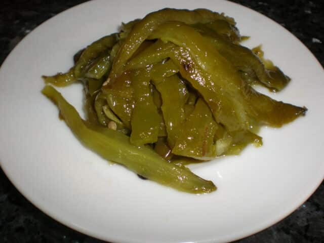 Tiras de pimientos verdes