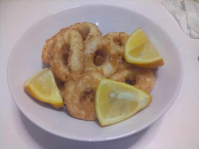 Calamares con tempura