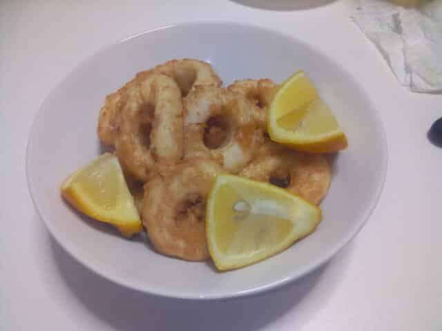 Calamares con tempura