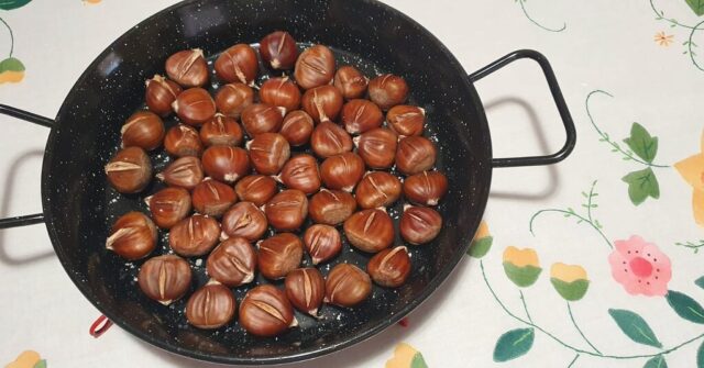 Castañas asadas en el horno