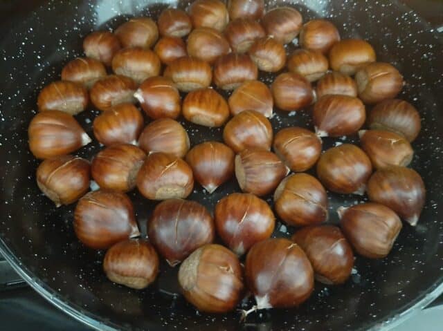 Castañas en el horno