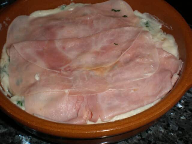 Bechamel con espinacas y york Bechamel con espinacas y york