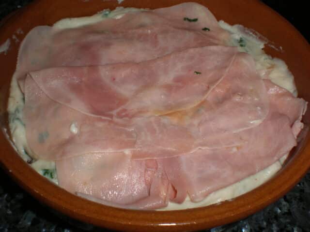 Bechamel con espinacas y york Bechamel con espinacas y york