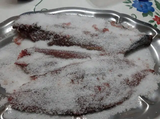 Atún rayado con sal