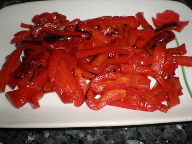 Tiras de pimiento fritas
