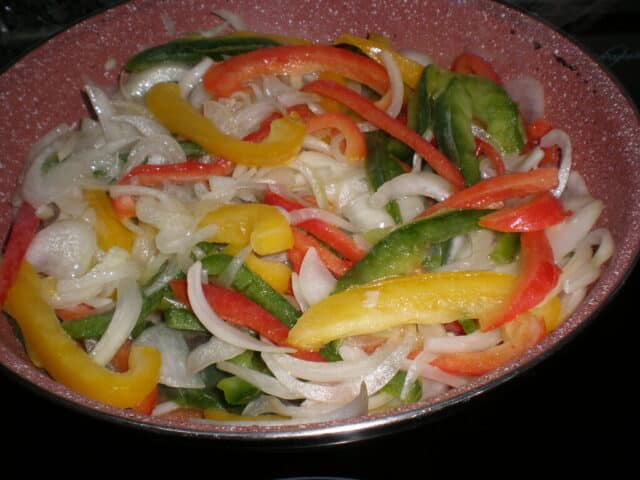 Sartenada tres pimientos al dente