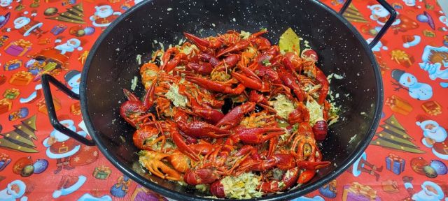 Cangrejos de río flambeados